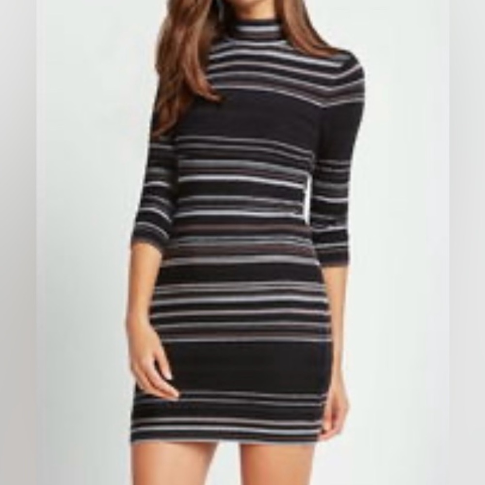 BCBGeneration Long Sleeve Striped High Neck Dress